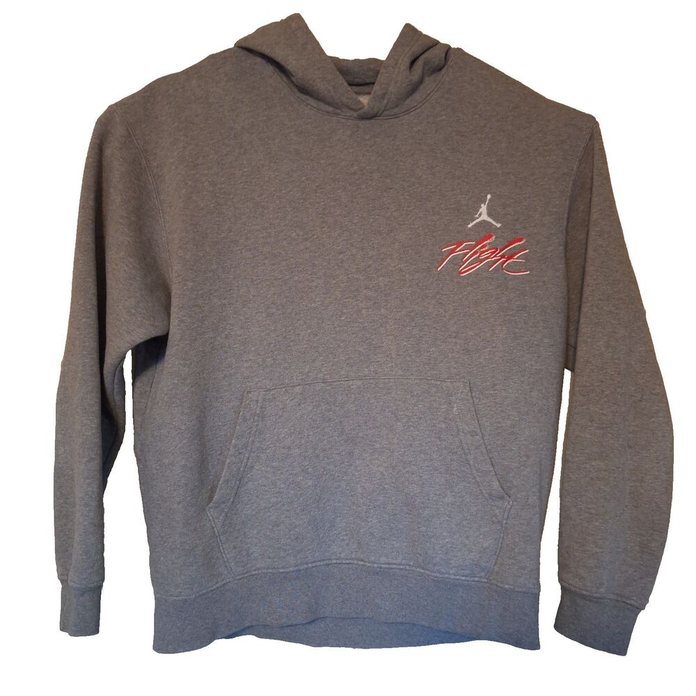 Jordan Hoodie Mens L Gray Flight Air Essentials Fleece Pullover Jumpman